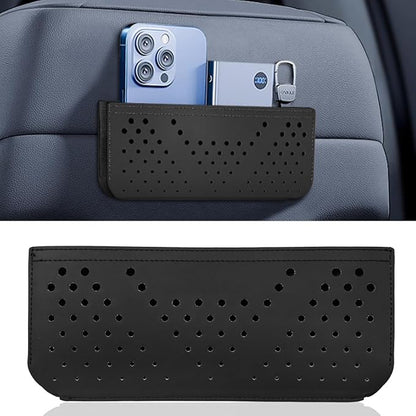 Car Seat Side Pocket Organizer, Multifunctional Mini Console Storage Bag for Phone, Keys, Sunglass, Wallet, PU Leather Tray Pouch Car Organizer Accessories for Seat, Door, Window, Console (Black) by Unknown