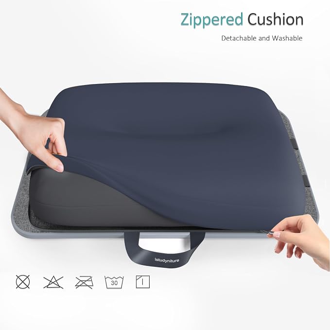 Istudyniture Portable Lap Desk with Cushion, Fits up to 15.6 inch Laptop, Laptop Stand with Device Ledge and Phone Holder, for Home Office (Grey, Small) - Image 4