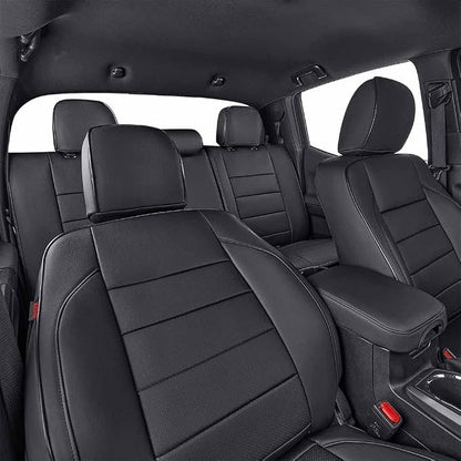 EKR Custom Fit Tacoma Front Car Seat Covers for Toyota Tacoma 2016 2017 2018 2019 2020 2021 2022 2023 Double Cab/Access Cab - Front Row Only,Faux Leather(Black) - Image 5
