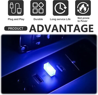 4 PCS USB LED Car Interior Ambient Lighting Kit, Portable Plug-in Atmosphere Lamp Decor Night Light, Universal Vehicle Interior Accessories for Most Cars (Blue) - Image 7