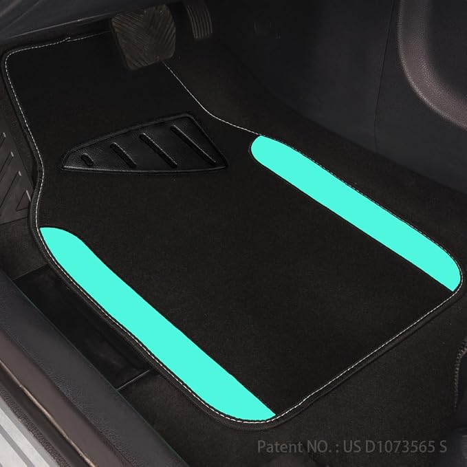CAR PASS Waterproof Universal Fit Car Floor Mats, Teal Car Mats Fit for SUV,Vans,sedans, Trucks,Set of 4pcs Car Carpet for Women(Black with Mint) - Image 7