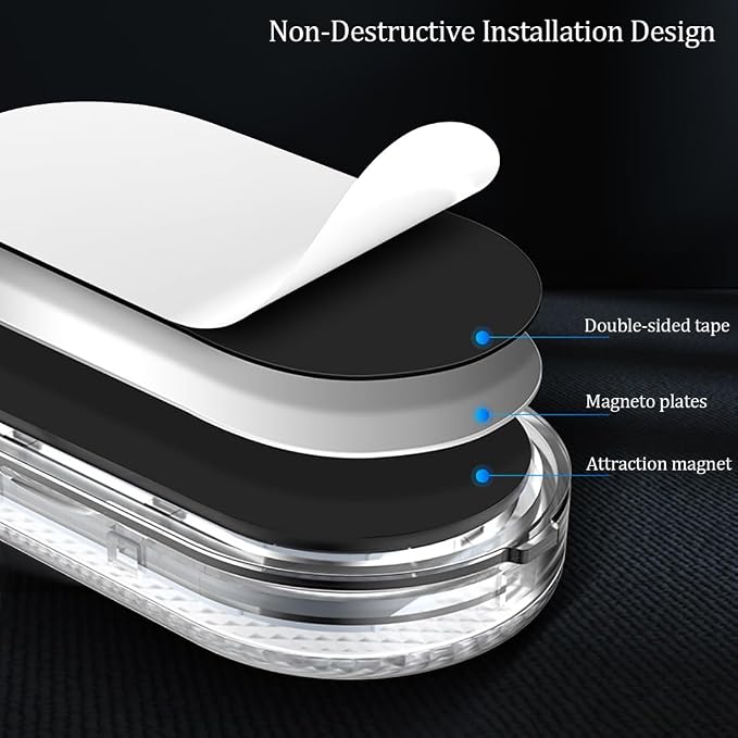 2 PCS Car Led Lights Interior,Ice Blue Ambient Lighting Car Interior,USB Rechargeable Car Interior Reading Light,Portable Led Lights for Car - Image 2