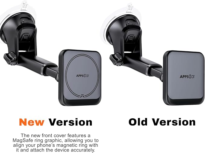 APPS2Car for MagSafe Car Mount, Magnetic Phone Holder with Suction Cup | 17 Strong Magnets & Adjustable Arm, Dashboard & Windshield Phone Mount Compatible with MagSafe Case iPhone 12–17 Series - Image 9