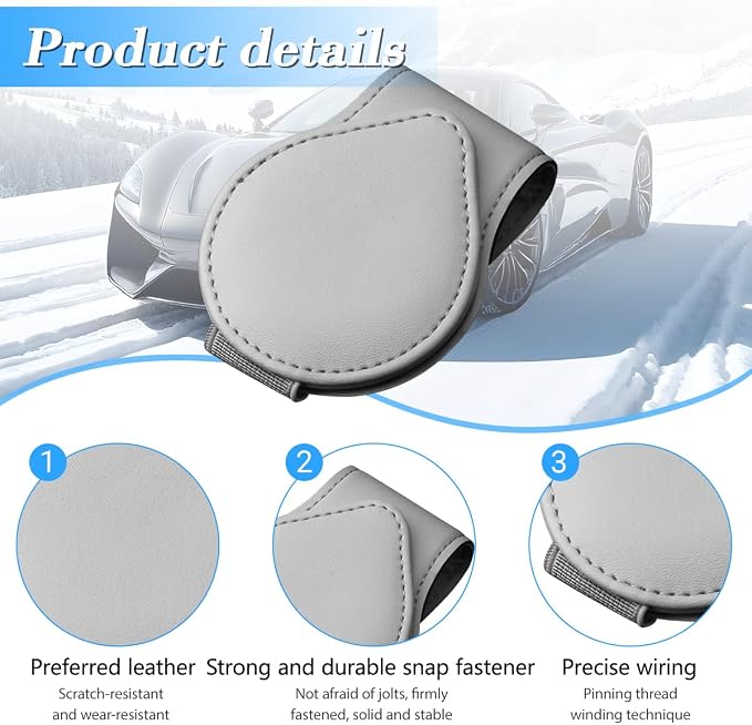 Sunglasses Holder for Car Visor, Magnetic Leather Sun Visor Eyeglasses Hanger & Ticket Card Clip, for Most Cars - Image 3
