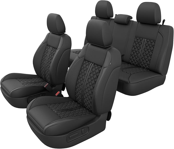 RIDEPOSH Custom Leather Seat Covers for Toyota Tacoma Double Cab 2016-2023 | full set, BK, OEM fit, premium waterproof leather, anti-slip, extra pockets, long-term durability, airbag compatible - Image 8