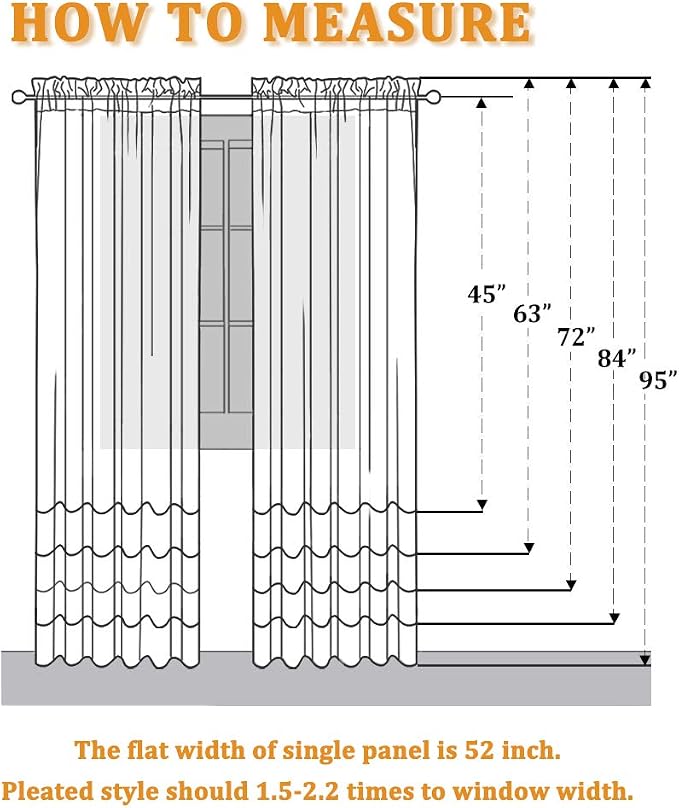 RYB HOME Linen Textured Semi Sheer Curtains 63 inches Long for Living Room | Half Privacy, Light Filtering, Faux Linen Blend, Office Nursery Dorm Bathroom, Dove Grey, W52 x L63, 1 Pair - Image 7