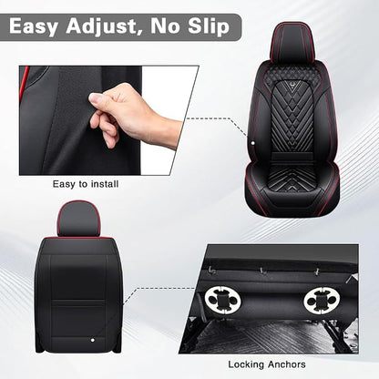 Fit for Toyota Venza Seat Covers 2009-2026,Premium Leather, 360° Full Protection, Thick Padding & Memory Foam, Waterproof & Stain-Resistant Car Seat Cover Front Set (2 Seat,Black&Red) - Image 7