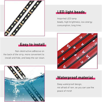 Car LED Strip Light, 24 LEDs RGB Neon Interior Atmosphere Lights, 12V Under Dash Ambient Night Light, Cigarette Lighter Auto Interior Decorative Lamp, Car Accessories (Ice Blue) - Image 4