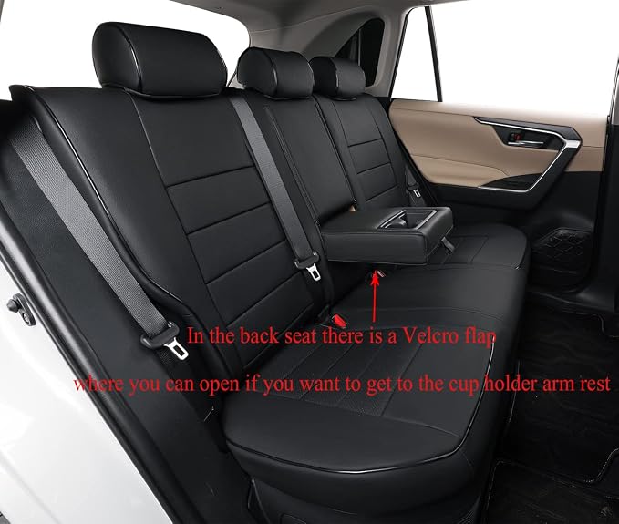 EKR Corolla Seat Cover Custom Fit for Toyota Corolla 2023 2024 2025 2026 LE, Leather Car Seat Cover Full Set-Faux Leather (Black) - Image 5