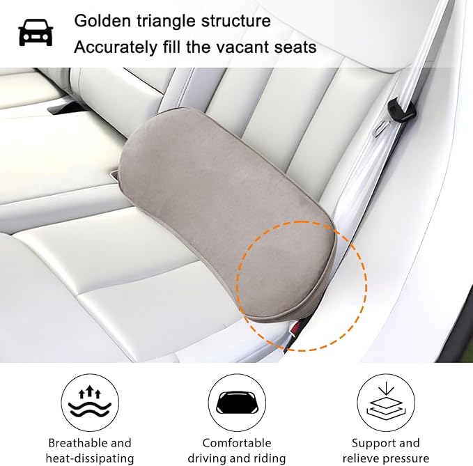 Zpana Car Lumbar Support Pillow, Memory Foam Back Cushion, Light Gray | Memory Foam Lumbar Support Pillow, Lower Back Pain Relief & Sciatica, Comfortable Driver Seat Pad, Universal Seat Cushion - Image 3