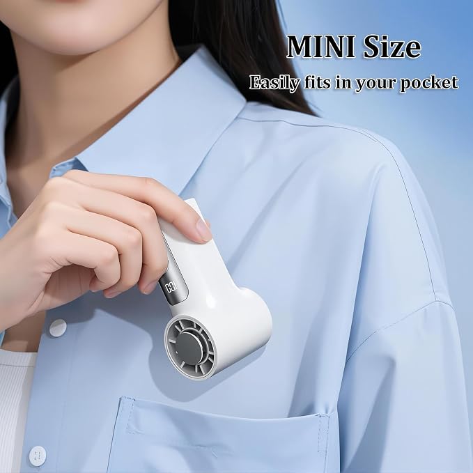 Mini Portable Clip on Fan with LED Display & 6 Wind Speed Levels | Lightweight ABS Clip Fan for Stroller/Office/Camping/Beach - 360° Clamp, Neck Strap, 3000mAh Battery, Semiconductor Cooling - Image 4