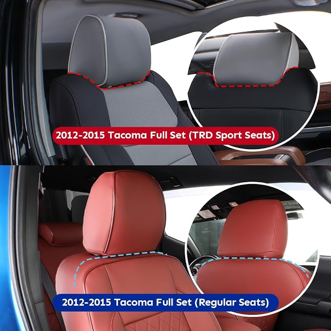 EKR Custom Fit Tacoma Neoprene Car Seat Covers for Toyota Tacoma 2012 2013 2014 2015 (Regular Seats)- Truck Seat Covers Full Set,Neoprene (Black) - Image 2