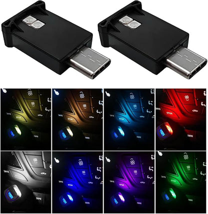 2PCS USB Type C LED Ambient Light, 8 Colors RGB LED Car Atmosphere Lamp with Adjustable Brightness, 5V Plug-in USB Night Lights Interior Decoration for Vehicle Home Office by Unknown