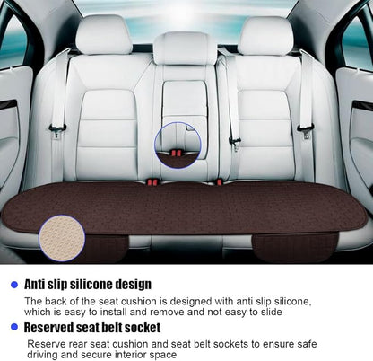 Osilly Car Back Seat Cover, Anti-Slip Long Vehicle Rear Bench Protectors with Storage Pocket, Breathable Comfortable Auto Interior Seating Bottom Protection Accessories, Universal Fit (Coffee) - Image 3