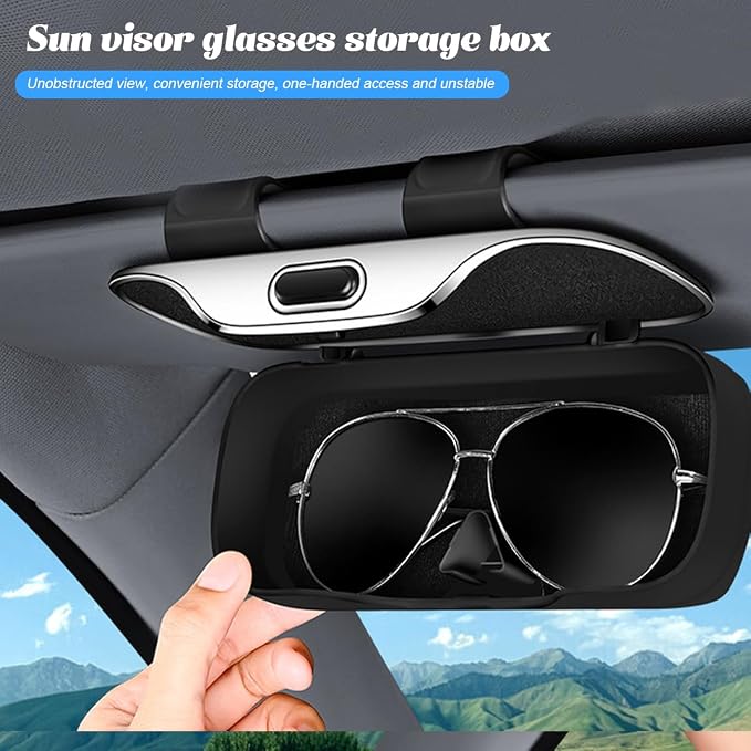 Sunglasses Holder for Car Sun Visor, Convenient Vehicle Visor Eyeglasses Organizer Case, Automotive Interior Glasses Hanger Protective Storage Box, Universal for Vehicles (Carbon Fiber) - Image 5