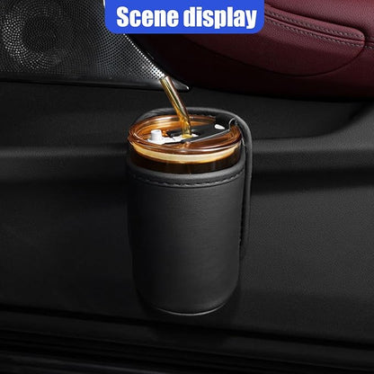 Leather Car Cup Holder, Hanging Automotive Back Seat Bottle Holders, Scratch-Resistant Vehicle Door Drink Holder, Clip-On Auto Organizer Accessories for Soda Cans, Coffee (Black/2PCS) - Image 6
