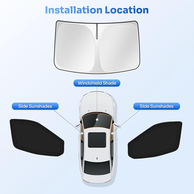 Canvcle Window Shades for 2015-2025 2026 Ford Transit (NOT for Low Roof) Accessories Windshield Sun Shade Side Window Cover Sunshade Sun Shield Privacy Protection for Camping Keep Car Cool Black 3PCS - Image 6