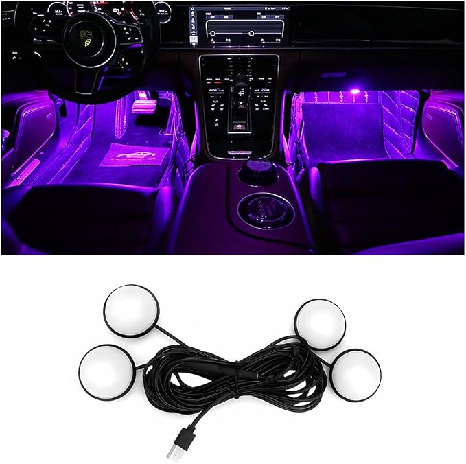 BESULEN Car Interior LED Lights, Neon Light Kit with USB Port, Pink | 4 in 1 Car Ambient Neon Light Kit with USB Port, Interior LED Atmosphere Lights, Decoration for Car Home Garden Party by BESULEN