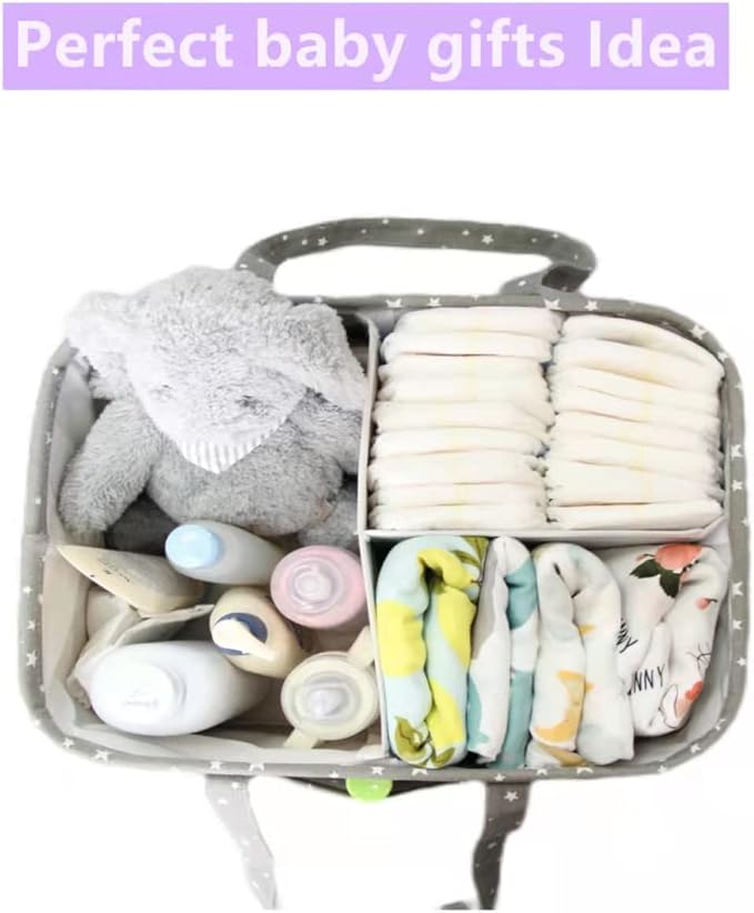 Baby Diaper Caddy Organizer- Extra Large Portable Diaper Basket with Removable Divider, Multi-Use Nursery Organizer for Diapers,Wipes,Baby Essential-Perfect Baby Basket bag Registry Must Have - Image 3
