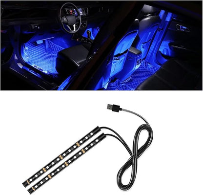 smilfuy Car LED Strip Light, USB Port Car Interior Decorative Lamp | 12V Under Dash Ambient Night Light, 24 LEDs RGB Neon Interior Atmosphere Lights, LED Ambient Lights for Car SUV, Blue by smilfuy