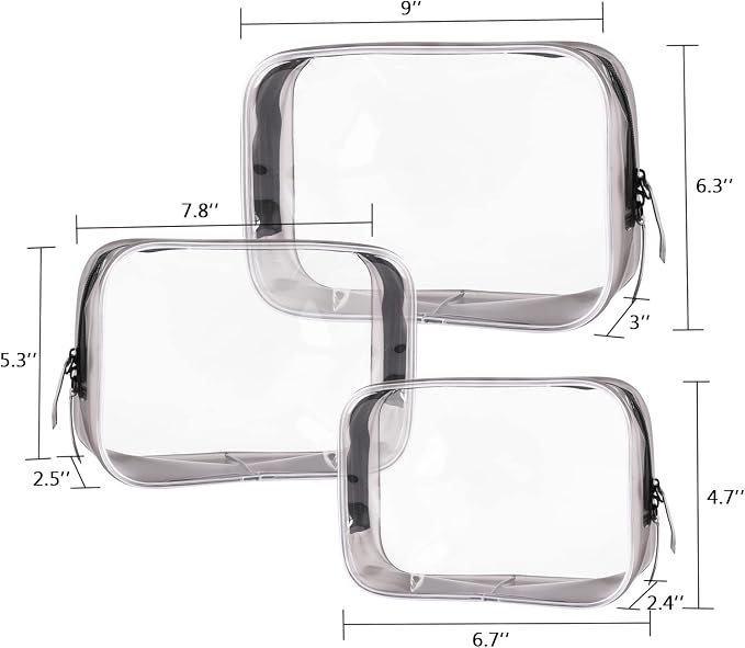Buminee Clear Travel Bags for Toiletries, Lightweight Toiletry Bag, Multipurpose Transparent TSA Cosmetic Bag-6 Pack - Image 3