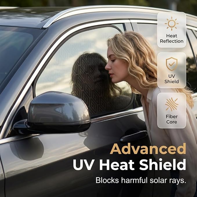 4-Pack Universal Car Side Window Sun Shades, 2026 New Side Automotive Window Sunshades, Gel Electrostatic UV Protection Sunshade Car Shades for Side Windows (Curved +Square) - Image 2