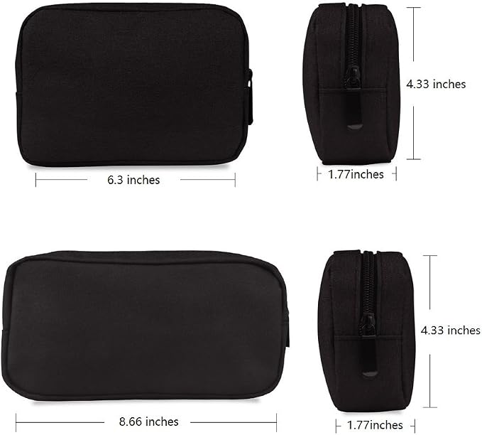 Universal Electronics/Accessories Soft Carrying Case Bag, Durable & Light-weight,Suitable for Out-going, Business, Travel and Cosmetics Kit (Small+Big-Black) - Image 2