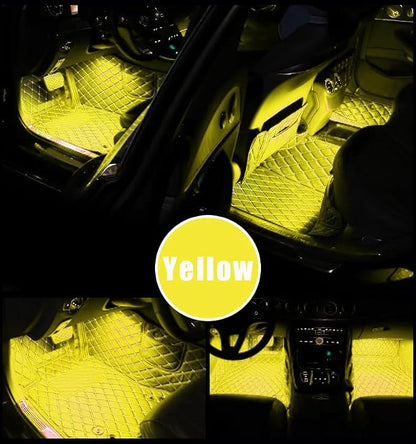 4 in 1 Car Interior LED Ambient Light Kit, Yellow | 5 Volt USB power, adhesive install, front and rear cables, fits most cars, SUVs, and trucks, car interior accessories - Image 4