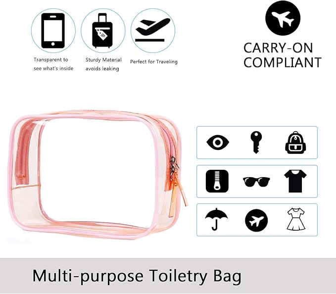 Buminee Navy Blue Clear Pouch Small, 6.6"x2.3"x4.7" TSA Approved Toiletry Bag - Clear Travel Bags for Toiletries and Cosmetics - 1 Pack - Image 6