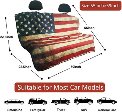 Waterproof Back Seat Cover for Dogs and Kids, Car Seat Protector Under Baby Car Seat, Child and Dog Car Seat Cover Blanket for Rear Bench(American Flag Red, Rear Bench Seat Towel) - Image 4
