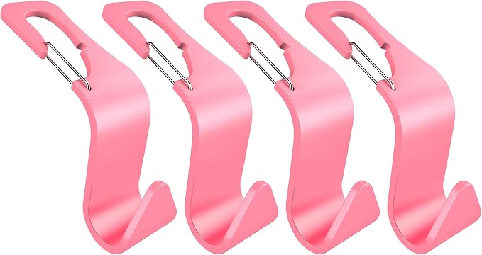 4 Pack Car Back Seat Headrest Hook Storage Organizer for Purses Bags Handbags Groceries, Car Interior Accessories,Pink - Image 8