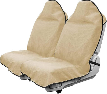 Waterproof Sweat Towel Car Seat Cover Sweat Carseat Protector,Perfect for Universal Anti-Slip Car Truck SUV Seat, Great for Post Gym Workout, Running, Swimming, Beach and Hiking (2pcs Beige) by Unknown