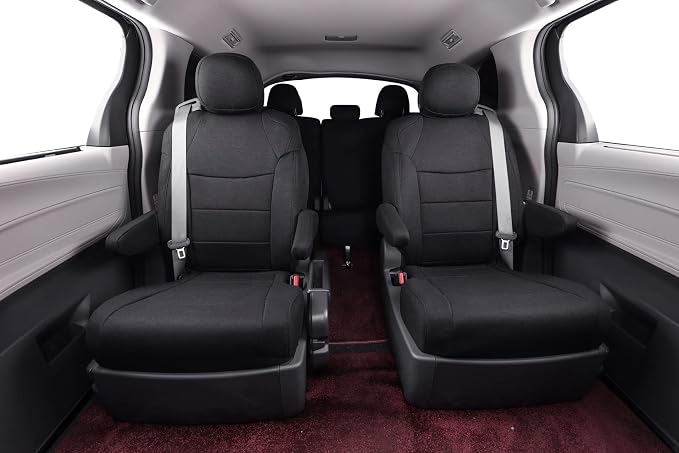 Seat Covers for Toyota Sienna 2021–2026 XSE/XLE/Limited/Platinum/Woodland,7-Passenger,2nd Row w/No Leg Rest,Custom Fit Full Set, Breathable UV-Resistant Polyester Seat Protector,Black - Image 3
