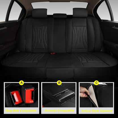 Car Seat Covers for Subaru Outback 2007-2026 2027 Full Set Faux Leather | Waterproof Breathable Scratch Resistant 360° Wrap Airbag Compatible Easy Clean（5 Seats,Black) - Image 4