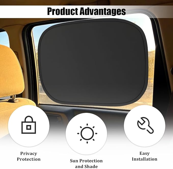 2PCS Car Window Shade, Static Suction Side Window Sun Shield Block UV Rays & Heat Glare, Foldable Auto Sunshade Cover for Baby Sleeping, Universal for SUV Van Truck (Back) - Image 3