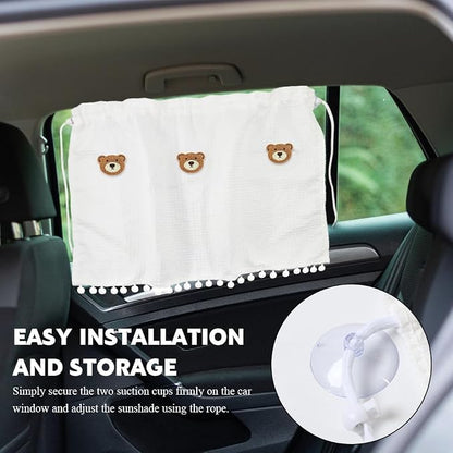 Car Side Window Sun Shade Privacy Curtain for Baby, Suction Cup Window Shade, 25"x18" Car Cartoon Sunshade Protector Heat Blocker Cover, Privacy Curtain for Kids Women (Three Bears) - Image 5