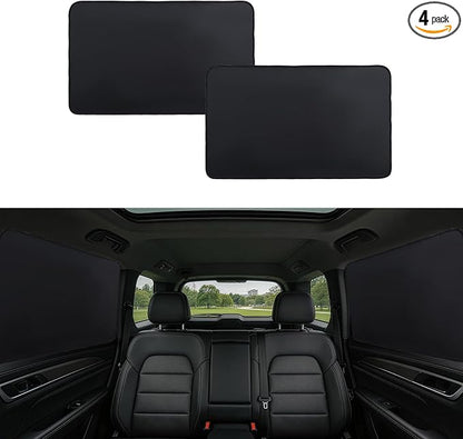 XCBYT Magnetic Car Window Shades for Rear Windows, 100% Blackout Privacy | 2-Pack Heat & UV protection for camping, baby sleep, work break, road trip. Fits steel frames only, measure size before buy by XCBYT