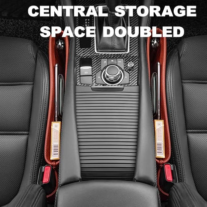 Tumecos Car Seat Pockets PU Leather Car Console Side Organizer Seat Catcher Holders Compatible with Phone Key Wallet Phone Sunglasses 2 Pack (Black) - Image 5