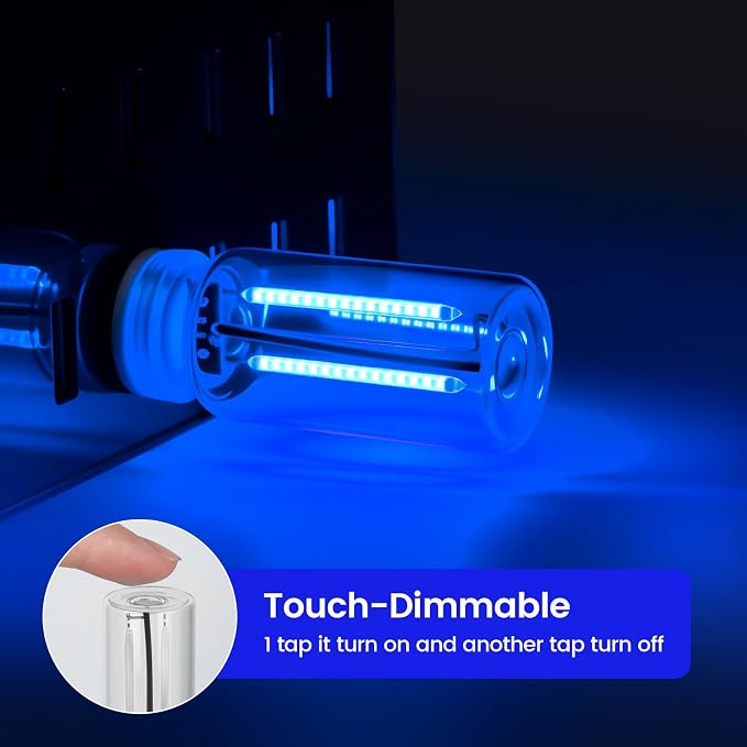 2 PCS Blue USB Interior Car Ambient Lights, Touch Control Adjustable Brightness Plug-in Retro Glass Bottle LED Night Lights for Car Bedroom Camping Party Holiday Decoration - Image 3