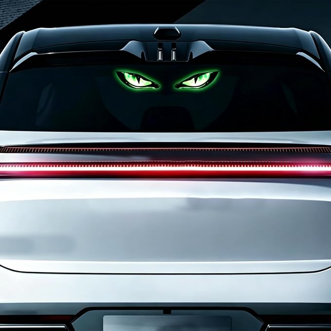Eye-Shaped Wireless LED Lights for Car (Red) | Solar Powered & Rechargeable Car Lights Interior with Vibration Sensor, Automotive Ambient Light for Door Windows - Image 4