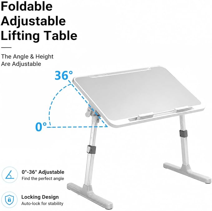 Large Car Seat Tray Table, 22.5"×12.6" Foldable Travel Table in Car, Height Adjustable Lap Bed Desk for Laptop, Rear Seat Eating Writing Tray with Slot, Car Travel Essentials for Long Trips, Grey - Image 2