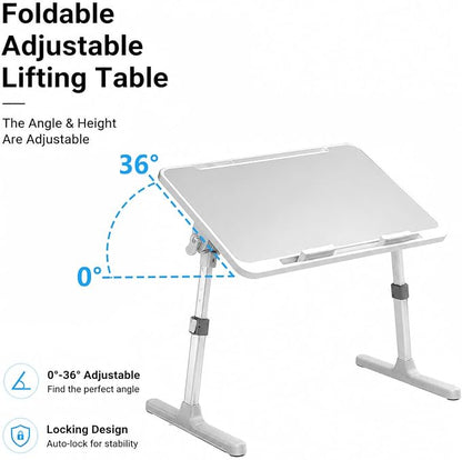 Large Car Seat Tray Table, 22.5"×12.6" Foldable Travel Table in Car, Height Adjustable Lap Bed Desk for Laptop, Rear Seat Eating Writing Tray with Slot, Car Travel Essentials for Long Trips, Grey - Image 2