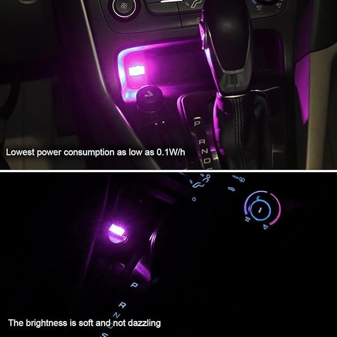 BESULEN Car Interior Atmosphere Lamp, Plug-In USB LED Light, Purple | Car Interior Atmosphere Lamp, USB LED Ambient Lighting Kit, Universal Fit SUV Sedan Truck, Night Light Decoration - Image 5
