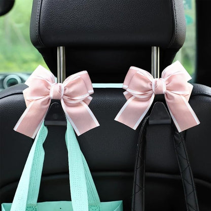 Mandark 2PCS Bow Car Headrest Hooks for Bags, Pink Line | PVC construction, clip-on installation keeps items off the floor, fits most cars, SUVs, and trucks, car interior accessories - Image 6