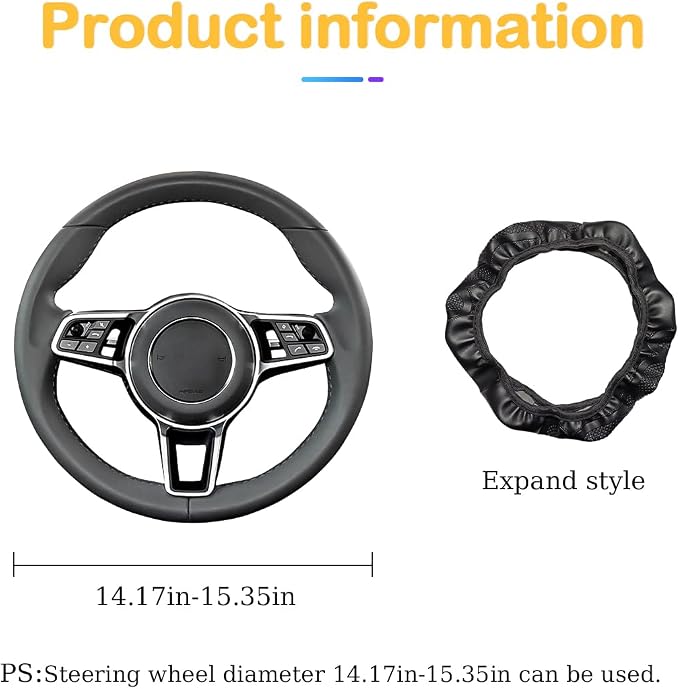 Osilly 15 Inch Carbon Fiber PU Leather Steering Wheel Cover, Pink | full-wrap protective surface, flexible ringless design, hand-stretch setup, fits matching rim sizes, automotive accessories - Image 2