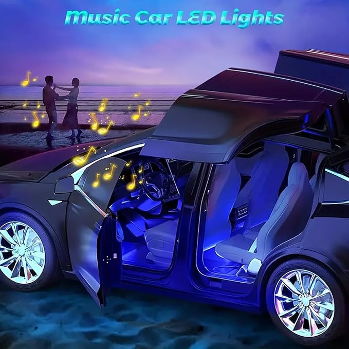 Car LED Interior Strip Lights, TEKSHINNY RGB Car Interior LED Light Wireless APP Button Remote Control, 5 in 1 Fiber Optic Ambient Lighting Kit with 236 Inches, EL Wire Lights for Car Inside - Image 6