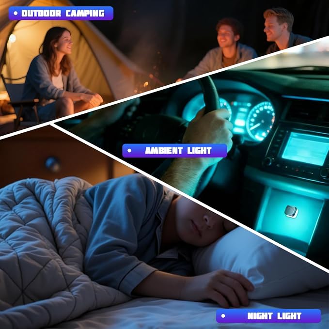 4PCS Car Interior USB LED Light, Portable Plug-in Bright Vehicle Atmosphere Decor Lamp, Small Automotive Inside Decoration Ambient Night Light Kit, Universal for SUV Van Truck (Ice Blue) - Image 5