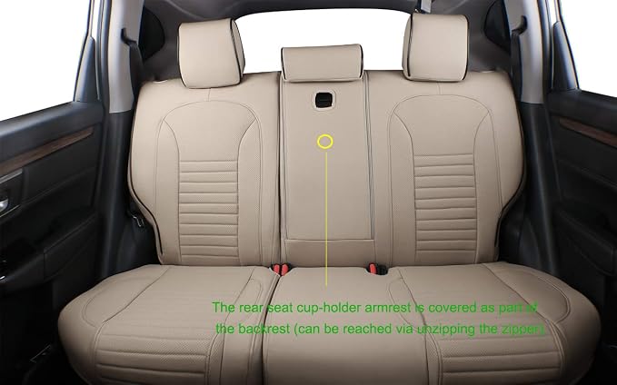 EKR Accord Seat Covers for Honda Accord 2023 2024 2025 2026 EX,SE &2023-2026 (Hybrid) Sport,EX-L,Sport-L,Touring,(Rear Row W/40/60 Split Backrest),Leather Seat Covers for Trucks Full Set (Beige) - Image 3