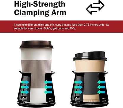 2PCS Car Cup Holder Insert, Auto Cup Holder Expander with Adaptive Clamping Arm, Self-Adhesive Adjustable Vehicle Cup Holders, Universal Expanding Drink Holders Adapter for Sedan, Truck, SUV - Image 6