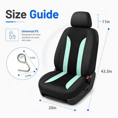 4 PCS Cooling Car Seat Covers, Breathable Auto Driver Seats Protective Cover with Hooks, Comfortable Anti-Slip Front Seats Cover Interior Accessories for Car Truck SUV (Mint Green) - Image 2